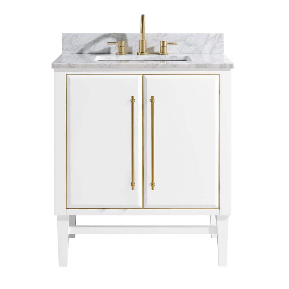 Mason 31" White and Gold Marble Top Vanity