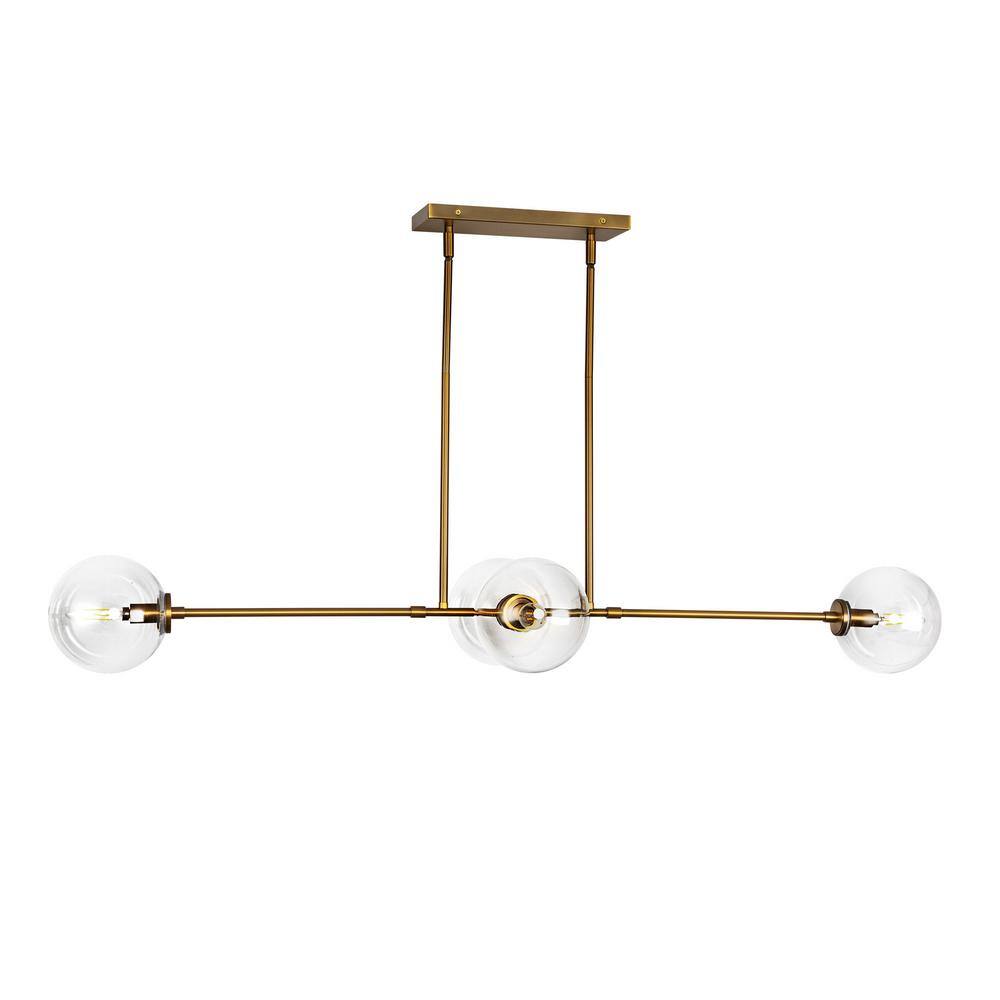 Cassia Aged Brass and Clear Glass 4-Light Pendant