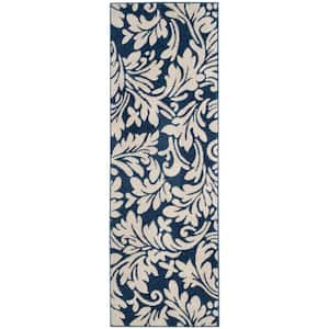 Amherst Navy/Ivory 2 ft. x 7 ft. Border Runner Rug