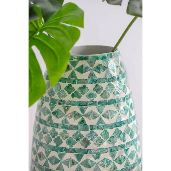 A＆B Home Round Tall Capiz Vase - 8 Dia. x 20 - Green-