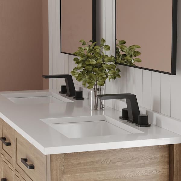 Waterfall 8 in. Widespread Double Handle High-Pressure Bathroom Faucet in Matte Black Drain Not Included