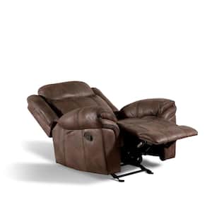 Amelia Brown Microsuede Manual Recliner Chair With Glide