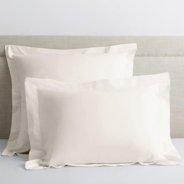 The Company Store Company Cotton Ivory Solid 300-Thread Count Cotton Percale Standard Sham