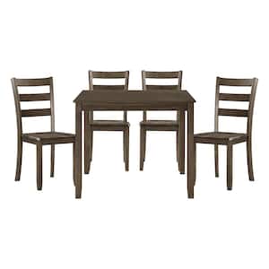 Emma 5-Piece Charcoal Brown Finish Wood Top Dining Room Set Seats 4
