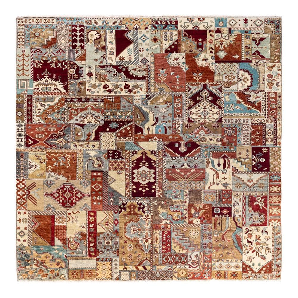 Patchwork Brown 8 X 10 Hand-Knotted Wool Indoor Area Rug price history on PriceWatchPro