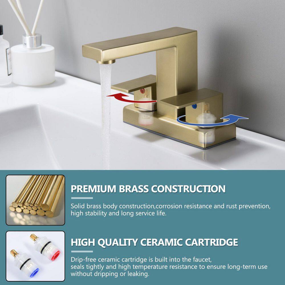 Matte Black Stainless Steel Double Handle Centerset Bathroom Faucet