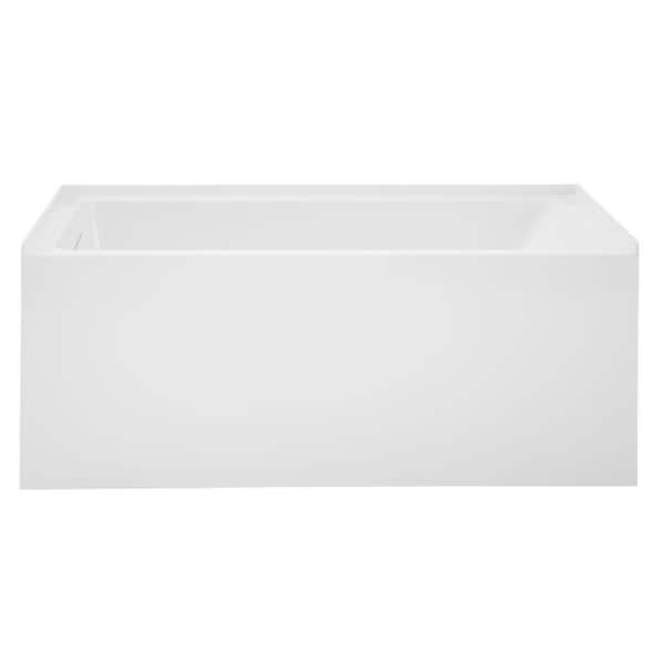Voltaire 54 in. x 30 in. Skirted Soaking Apron Bathtub with Left Drain in White with Integrated Overflow, with Drain