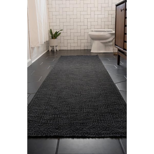 Alma Dark Gray 2 ft. x 8 ft. Moroccan Machine Washable Indoor Runner Rug