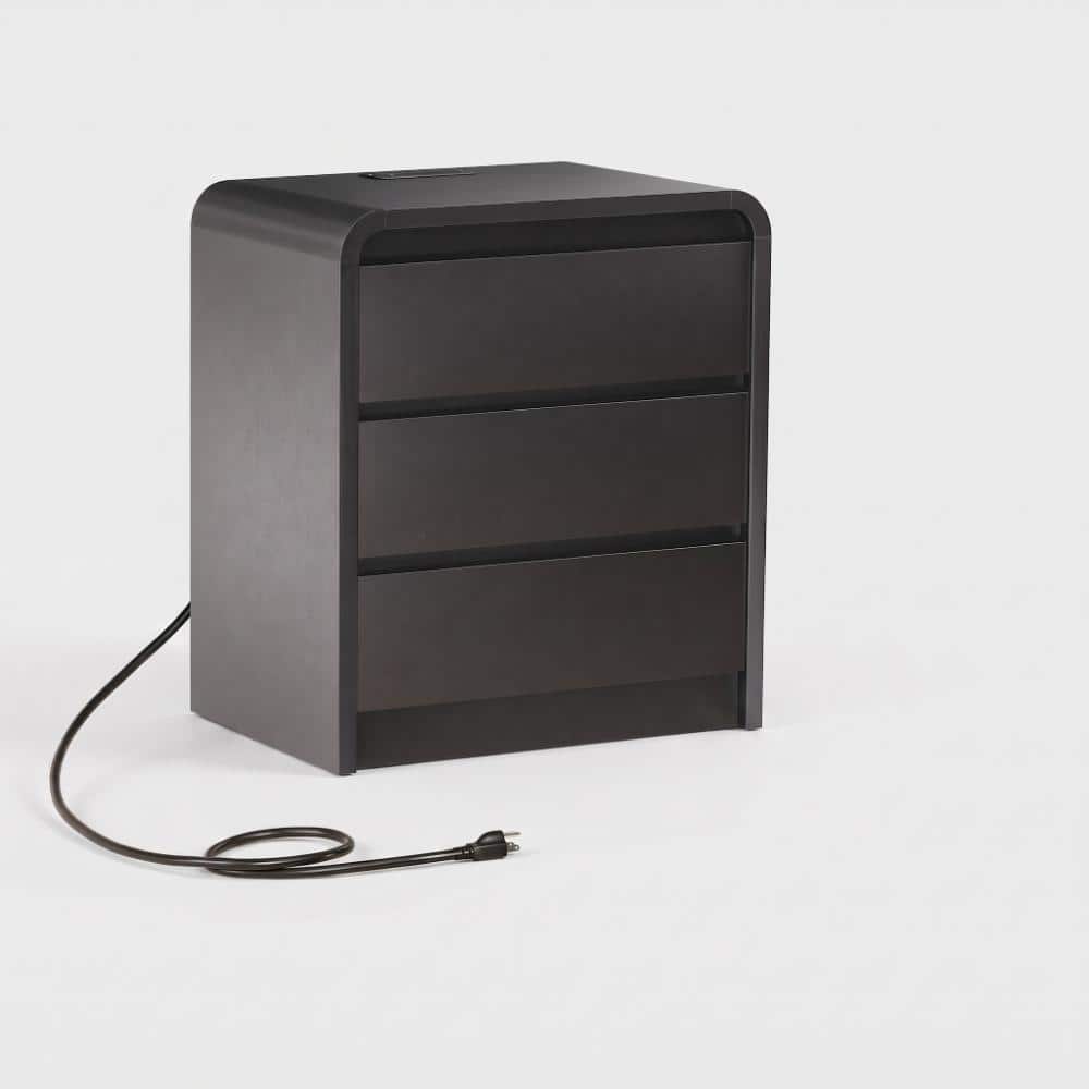 24 in. W x 15.5 in. D x 25 in. H Black Linen Cabinet with 3 Drawers & USB Ports price history on PriceWatchPro