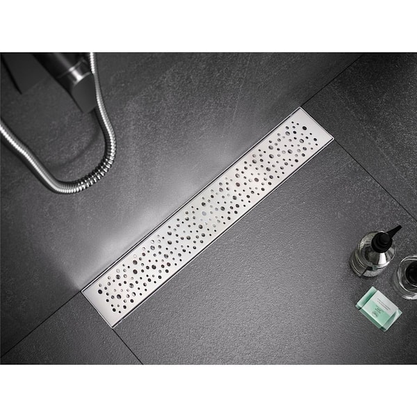 48 in. Linear Stainless Steel Shower Drain with Rain Drop Pattern