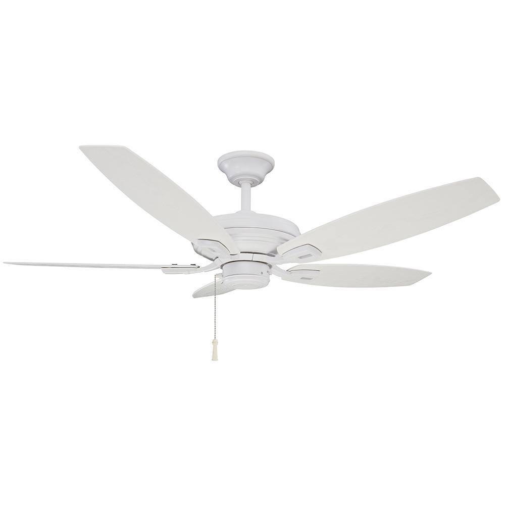 52in Ceiling Fan Matte White Indoor 5 Reversible Blades and Light Kit Adaptable 