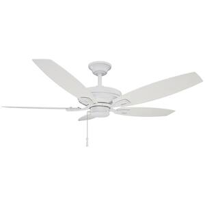 North Pond 52 in. Indoor/Outdoor Matte White Ceiling Fan with Downrod and Reversible Motor; Light Kit Adaptable