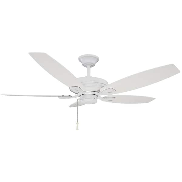 Hampton Bay North Pond 52 in. Indoor/Outdoor Matte White Ceiling Fan ...