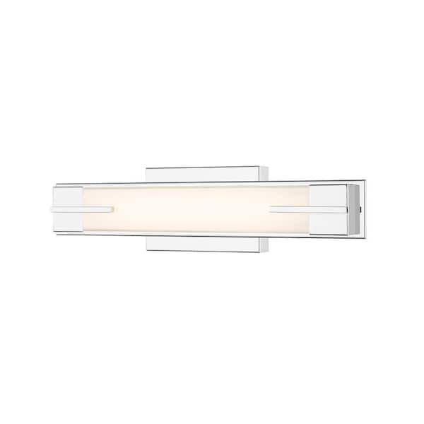 Chase 18 in. 1-Light Chrome LED Vanity with Gloss Opal Shade