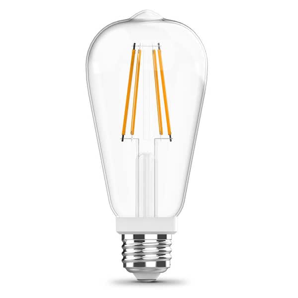 Feit Electric 60-Watt Equivalent ST19 Straight Filament Clear Motion Activated E26 Edison Vintage LED Light Bulb Soft White 2700K