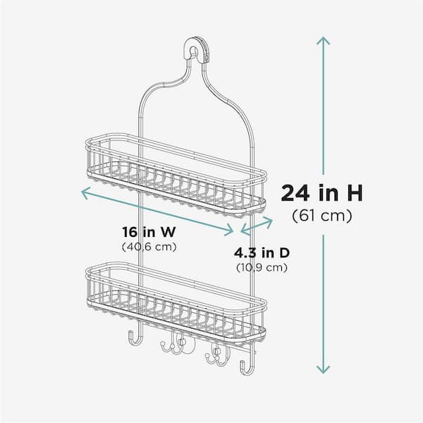Zenna Home Satin Chrome Steel 2-Shelf Hanging Shower Caddy 16-in x 4.3-in x  24-in in the Bathtub & Shower Caddies department at