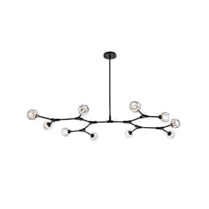 Timeless Home 56 in. 10-Light Black And Clear Pendant Light