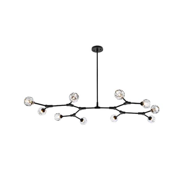 Unbranded Timeless Home 56 in. 10-Light Black And Clear Pendant Light