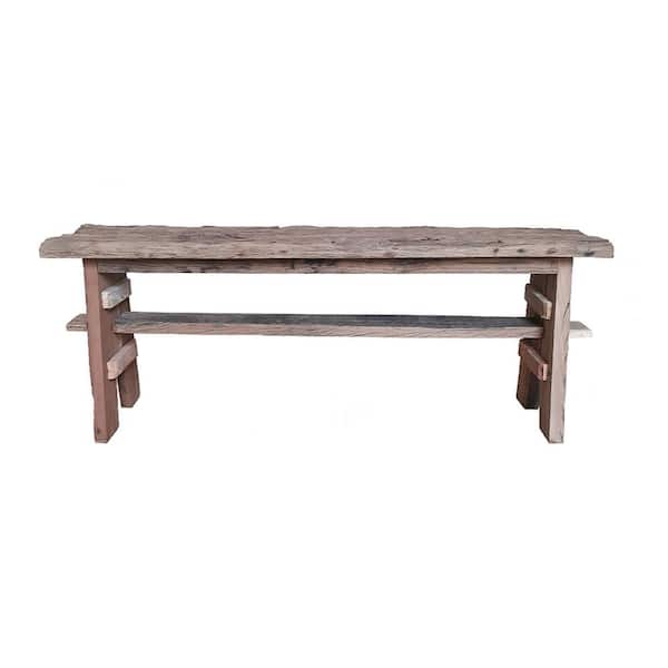 Benjara Brown Dining Bench Backless with Sawhorse Base 47 in.