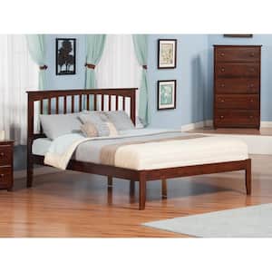 Mission Walnut Queen Platform Bed with Open Foot Board