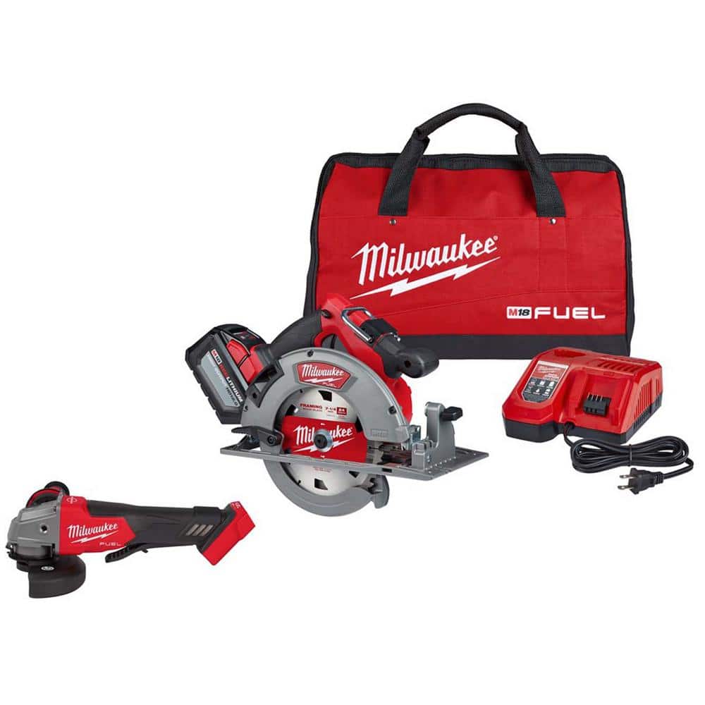 Milwaukee M18 FUEL 18V Lithium-Ion Brushless Cordless 7-1/4 in. Circular Saw  Kit with M18 FUEL Grinder 2732-21HD-2880-20 The Home Depot