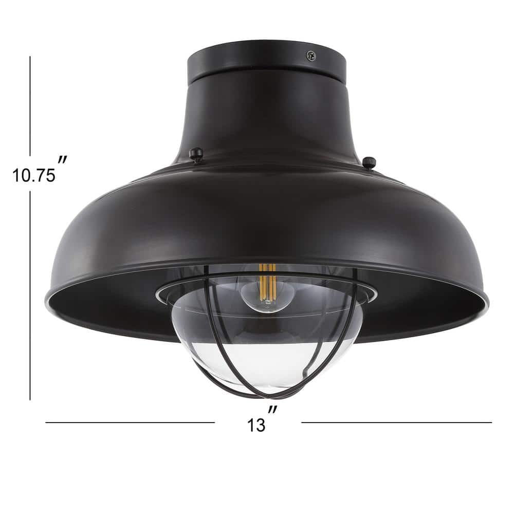 Cameron 13" Rustic Bronze Clear Glass LED Semi-Flush Mount