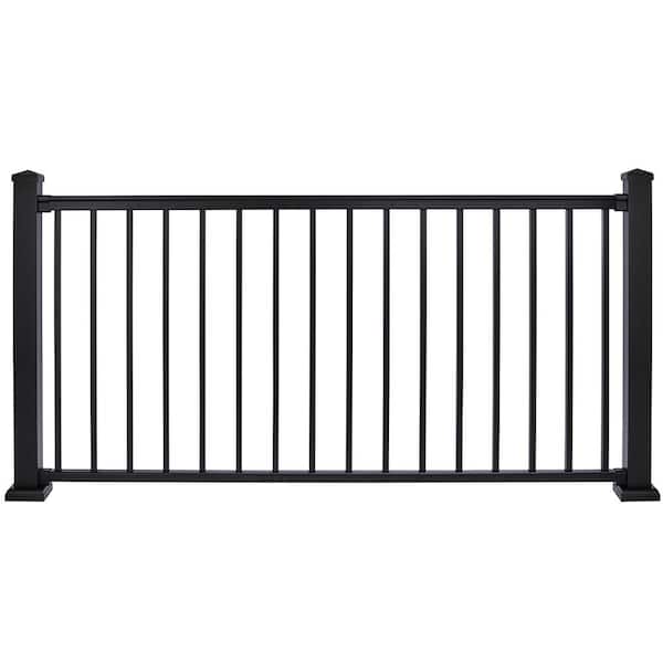 RAILFX PFX 1000 42 in. x 8 ft. Powder Coated Textured Black Aluminum Pre-Assembled Level Rail Panel