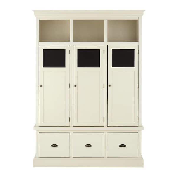 Home Decorators Collection Shelton 78 in. Polar Off-White 3-Drawer Wooden Storage Locker