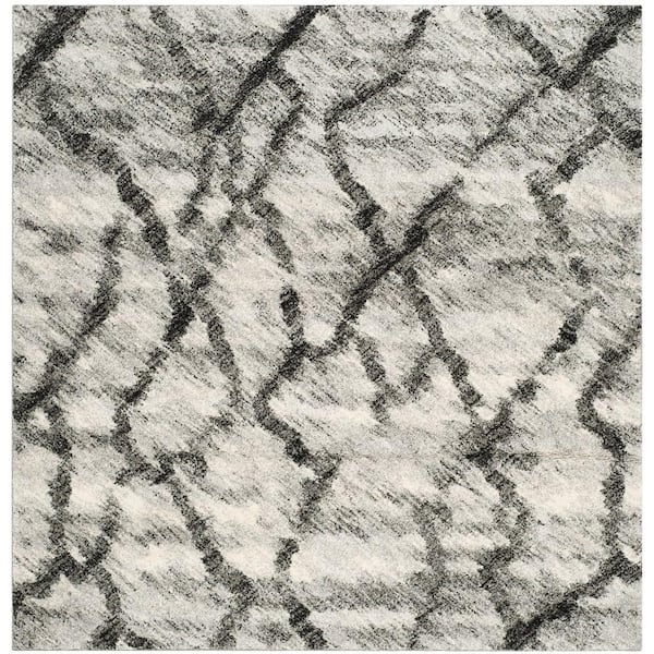 SAFAVIEH Retro Light Grey/Black 6 ft. x 6 ft. Square Abstract Area Rug