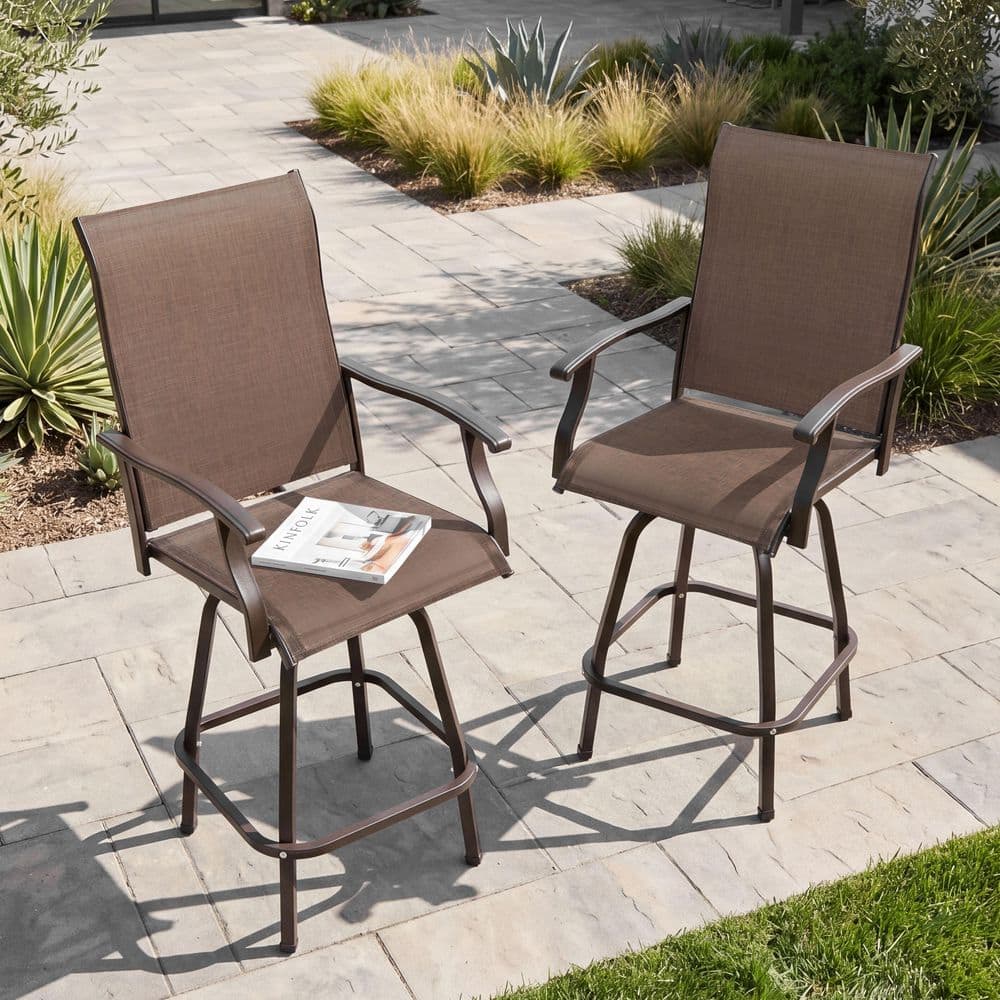 Nuu Garden 2-Piece Steel Outdoor Swivel High Bar Stools DB137J-02