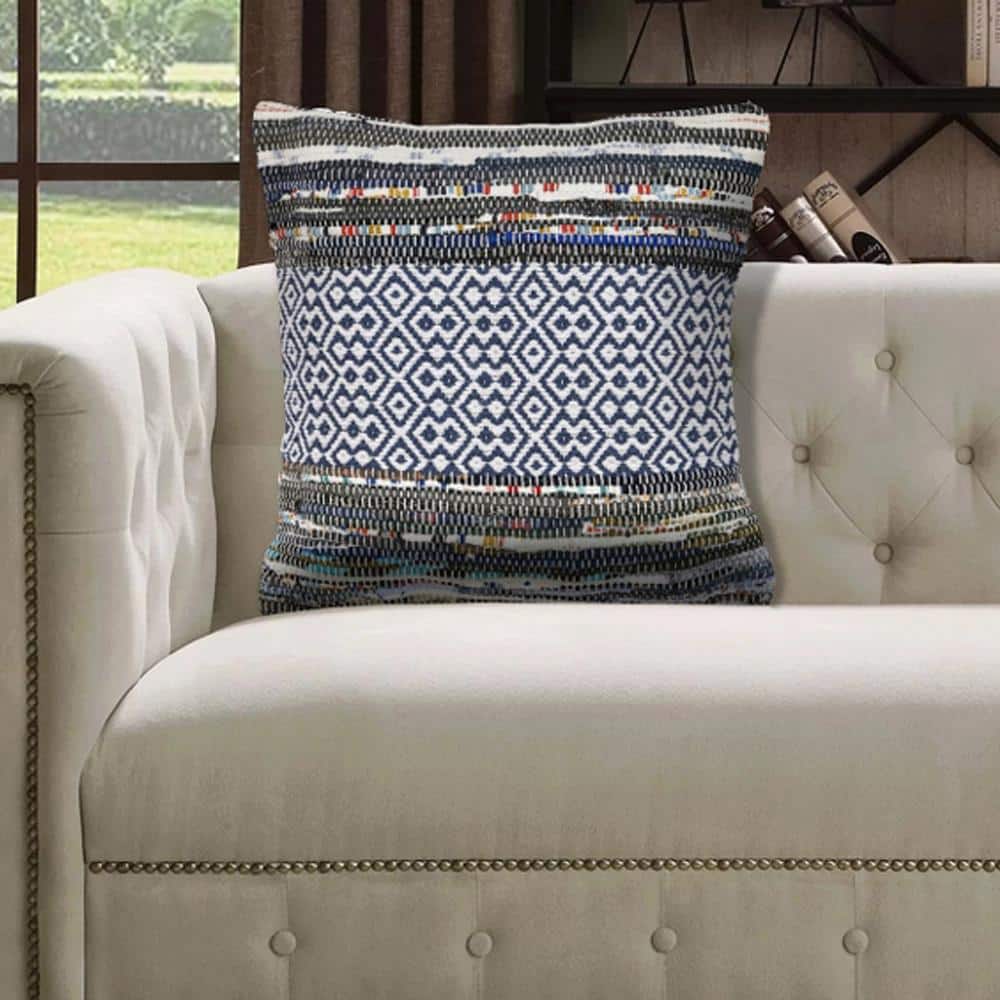 Rugged Multicolored Geometric Hypoallergenic Polyester 18 in. x 18 in. Indo
