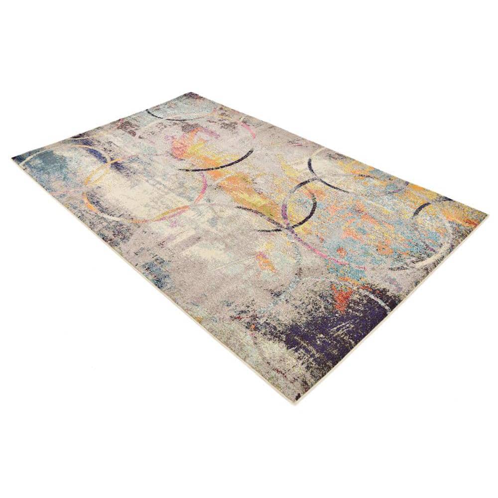 Theia Vibrant Abstract Multi-Color Kids' Playroom Rug 5' x 8'
