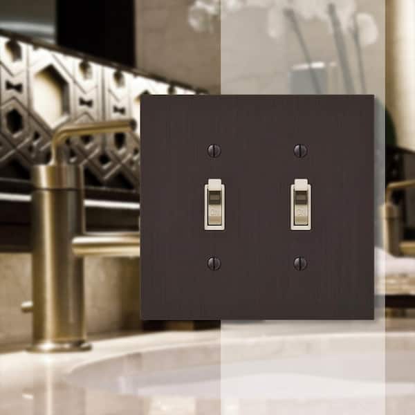 Barnard 2 Gang Toggle Metal Wall Plate - Aged Bronze