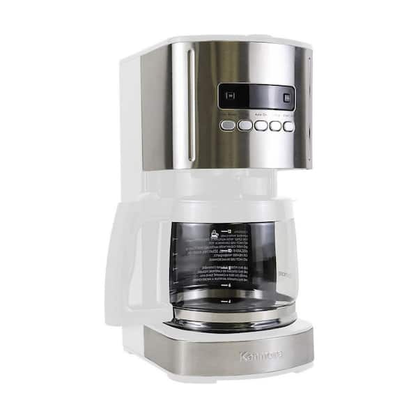 KENMORE 12-Cup Programmable Coffee Maker, White and Stainless Steel, Reusable Filter