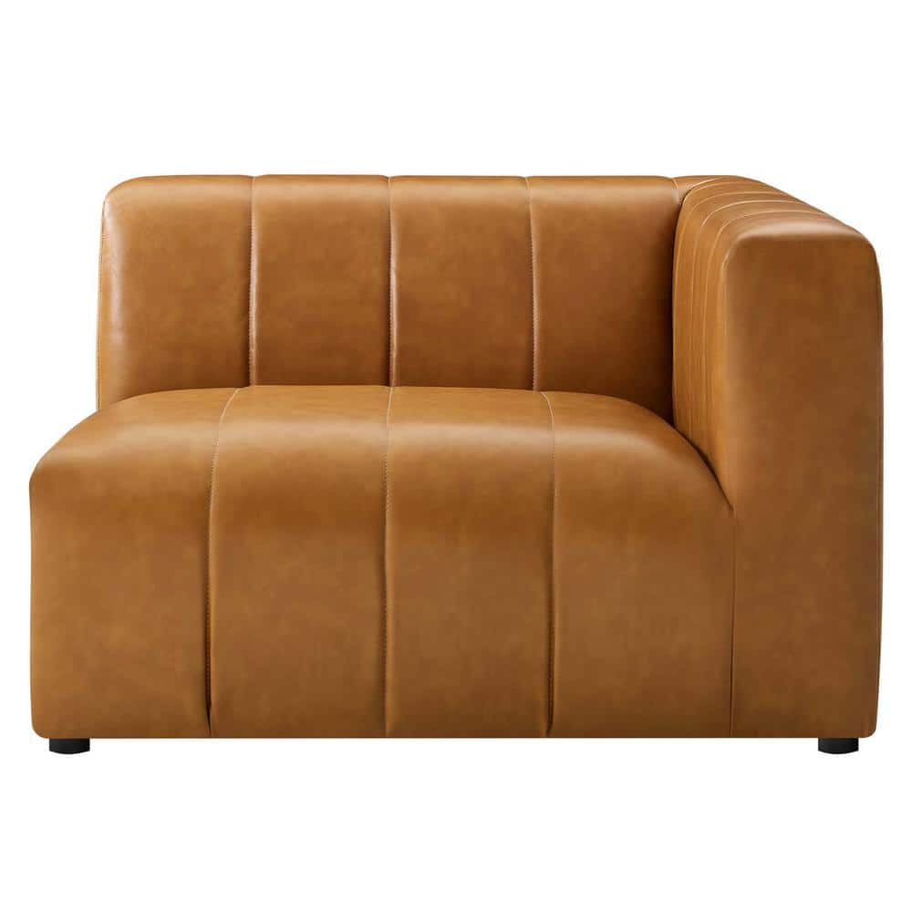 Bartlett Tan Faux Leather Tufted 87" Loveseat with Track Arms