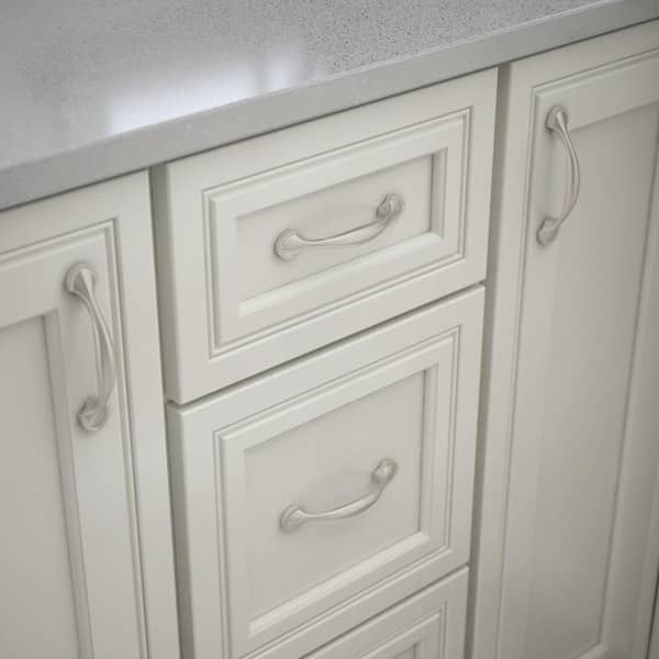 Half Round Spoon Foot 3 in. (76 mm) Traditional Satin Nickel Cabinet Drawer Pull
