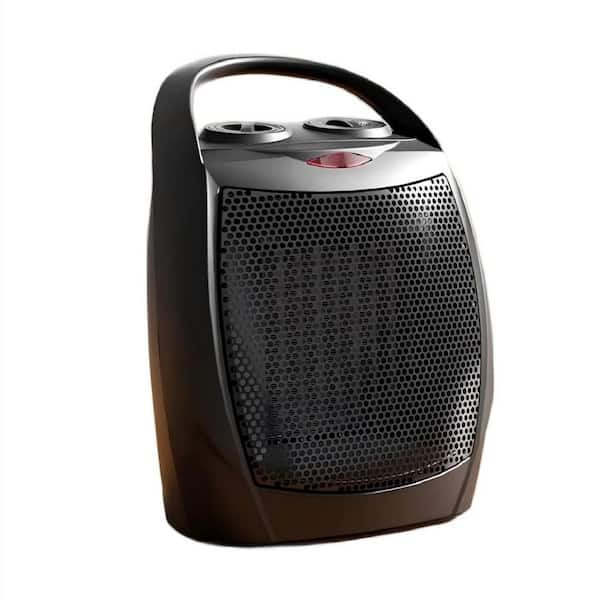 R.W.FLAME 1,500-Watt Compact Indoor Small Ceramic Electric Heater with Adjustable Thermostat and Carry Handle, Black