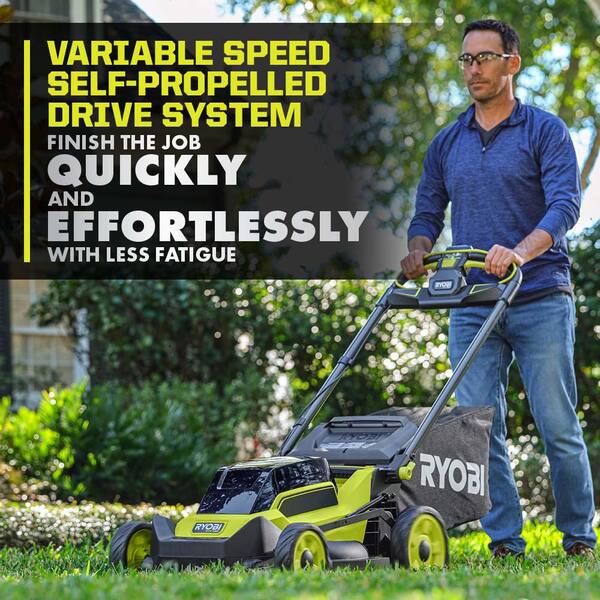 RYOBI 40V HP Brushless 21 in. Cordless Battery Walk Behind Self-Propelled Lawn  Mower with (2) 6.0 Ah Batteries and Charger RY401140 - The Home Depot