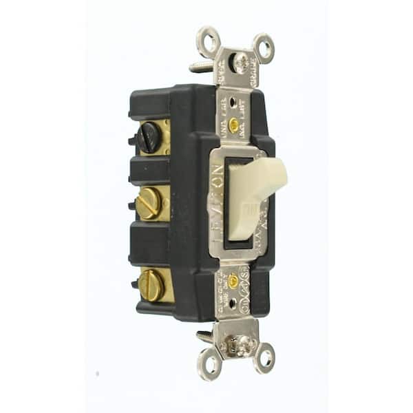 20 Amp Industrial Grade Heavy Duty Double-Pole Double-Throw Center-Off Maintained Contact Toggle Switch, Ivory 1286-I