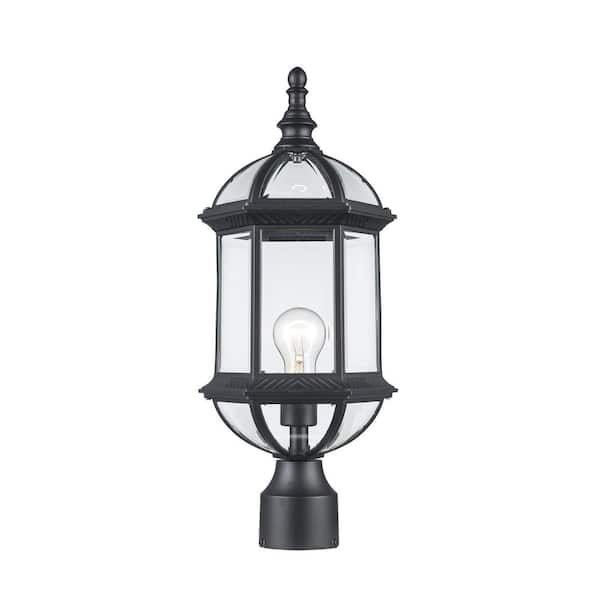 Bel Air Lighting Wentworth 19 in. 1-Light Black Outdoor Lamp Post Light Fixture with Clear Glass