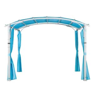 10 ft. x 10 ft. Tiffany Blue Top Outdoor Arched Roof Metal Pergola Canopy with Full Coverage Sun Shade Canopy