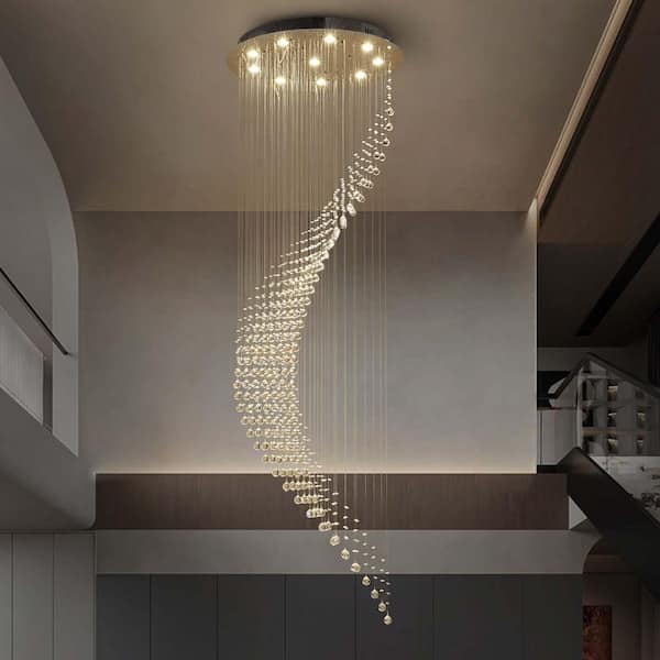 10-Lights Siljoy Modern transparent Spiral Staircase Chandelier for Staircases Villas Entryway