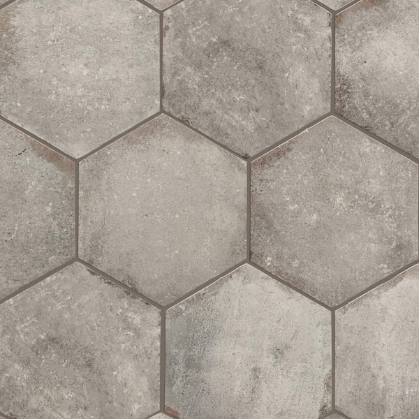 D'Anticatto Hex Grigio 11 in. x 12-3/4 in. Porcelain Floor and Wall Tile (11.25 sq. ft./Case)