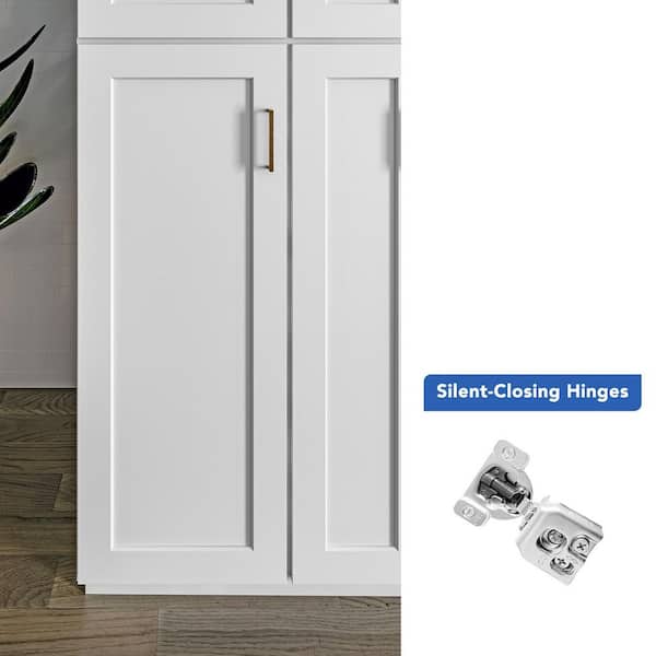 18 in. W x 24 in. D x 51 in. H Ready to Assemble Solid Wood Shaker Pantry Kitchen Cabinet in White