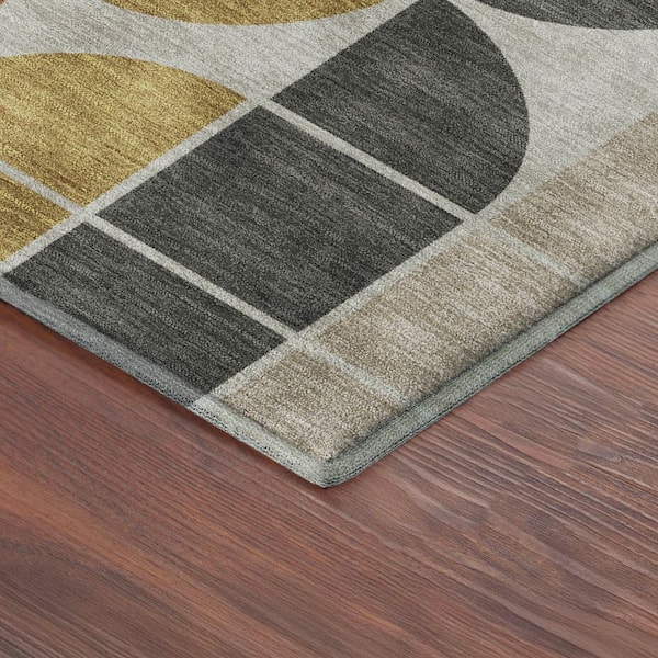 Mayfield Premium Machine Washable Abstract AMF2418 Coffee 9 ft. x 12 ft. Area Rug