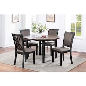 New Classic Furniture Potomac 5-Piece Round Brown/Black Solid Wood Top Dining Table Set