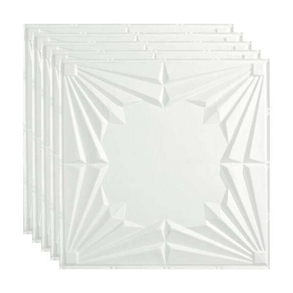 Fasade 2-ft x 2-ft Rings Gloss White PVC Drop Ceiling Tile (5-Pack, 20-sq ft / Case)