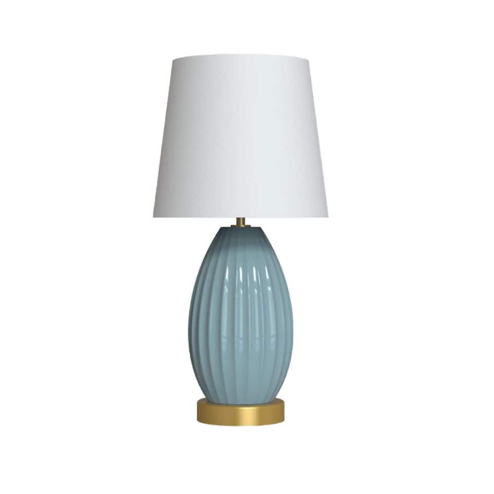 18 in. 1-Light Modern Blue Ceramic Table Lamp with Fabric Shade for Living Room and Bedside(Set of 2) price history on PriceWatchPro