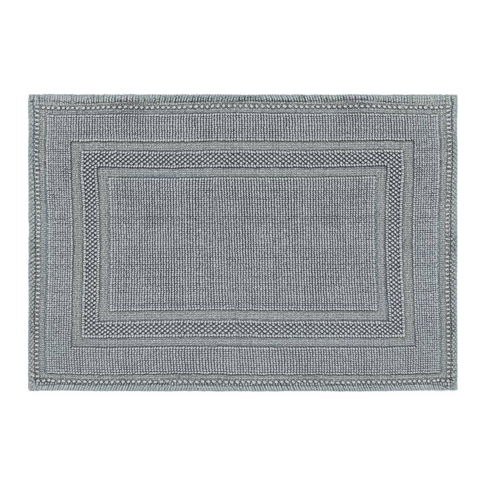 Gray Blue Cotton Stonewash Racetrack Bath Rug 17 x 24