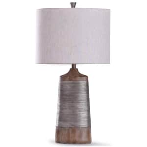 Haverhill 31 in. Wood and Silver Table Lamp